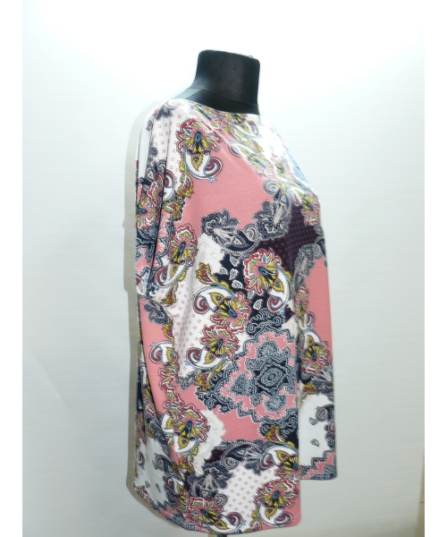 Luźna Tunika kimono DO SPODNI dekolt łódeczka wzór paisley